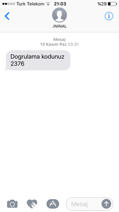  Mesaj bölümündeki işaret