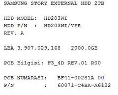  Samsung Story 2TB Harici HDD yandı.
