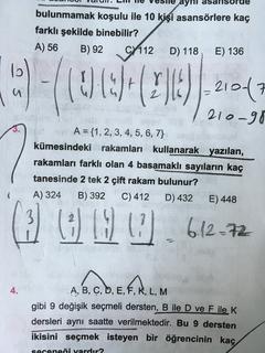  KOMBİNASYON SORUSU