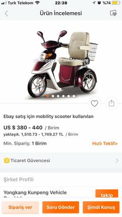 Alibaba engelli scooter almak istiyorum