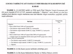 13 Ağustos 2021 ÖTV Değişikliği