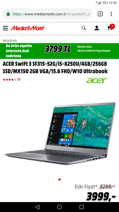 Acer Swift 3 SF315 52G Kullanıcıları Kulübü | MX150, Hafif , 8. Nesil İşlemci