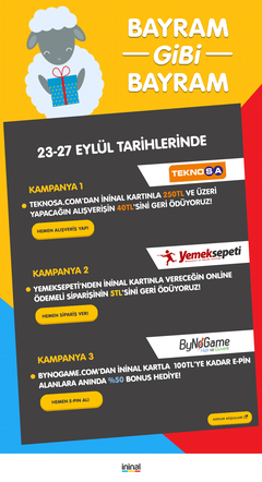 Ininal Teknosa Yemeksepeti Buynogame Kampanyalari