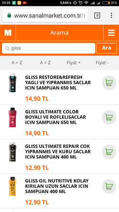 Gliss Şampuan çeşitleri 5,84 TL Ücretsiz kargo HB