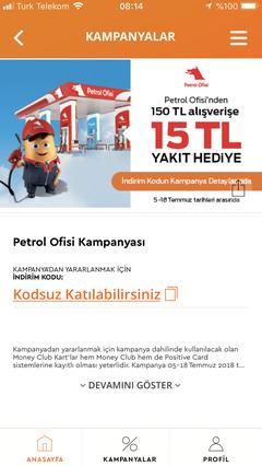 Money Club'la Petrol Ofisi'nde 150 TL'ye 15 TL hediye (5-18 Temmuz)