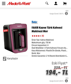 FAKİR KAAVE TÜRK KAHVESİ MAKİNASI 194₺ | DonanımHaber Forum