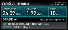  Uydunet 100mbit ping