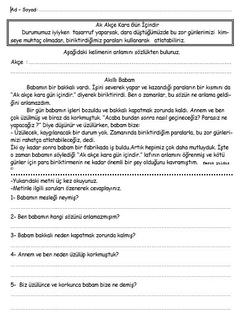 İLKOKULLAR İÇİN ETKİNLİK TEST VE UYGULAMALAR