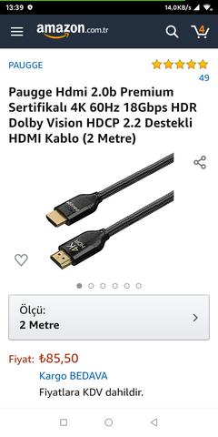 Paugge V2.0 Premium Sertifikalı HDMI Kablo