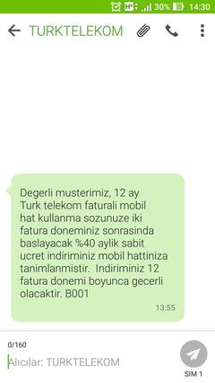  Turk Telekom'dan 6GB 1000SMS 1000DK HY AŞIMSIZ 31,50 TL FORMÜLÜ