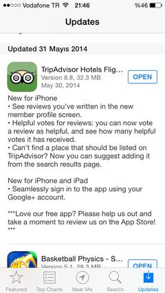  TripAdvisor güncellemesinde yeni iPhone ibaresi