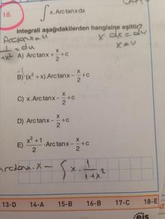  1 tane integral sorusu