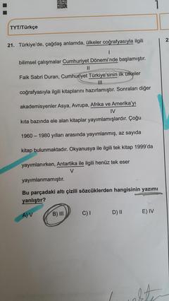 345 tyt deneme türkçe yazım sorusu