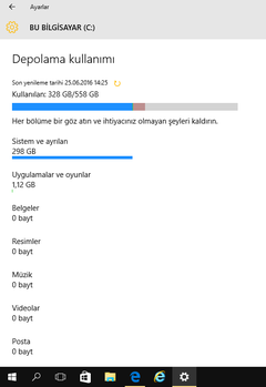  Windows 10 Depolama sorunu