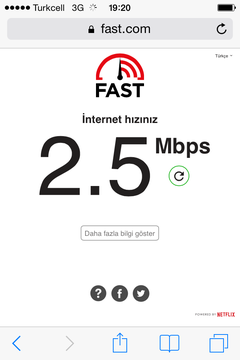 Turkcell hızım 1mbps yi geçmiyor.