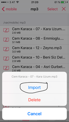  (klavuz) Wi-Fi üzerinden iPhone'a müzik(MP3, M4A) aktarma (JB Gerektirir)