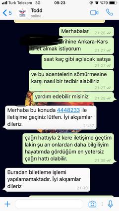 TCDD’nin mükemmel whatsapp desteği [SS’li]