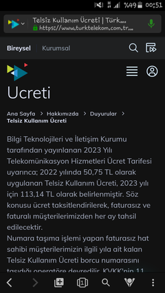 2023 Telsiz Kullanım Ücreti 9.42 lira yıllık 113 lira oldu % 123 ZAM  ..