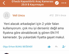 G1W-C Dünyanın en iyi F/P Araç Kamerası 29 $ Hemde Kapasitörlü