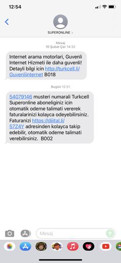 Turkcell Superonline’dan Gelen SMS