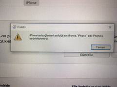 İphone bağlantısı kesildiği için yedeklenemiyor hatası!