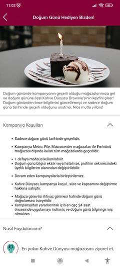 Kahve dünyası doğum günü hediyesi brownie