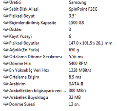  SATILDI SAMSUNG 3,5 1,5 TB HARİCİ E-SATA USB 2.0 GARANTİLİ HDD
