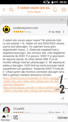 2 sistem seçim için yardım.