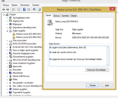  Lumia 625 Aygıt sürücüsü sorunu yardım.!