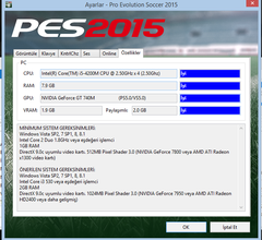  Pes 2015 sistem gereksinimleri yetmesine rağmen kasıyor.