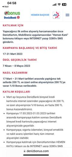 Denizbank Bonus 200 TL ye varan bonus e ticaret