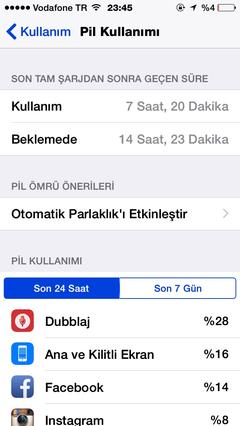  5s şarj süresi iOS 8.1.2 (ss'li)