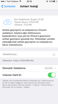  Whatsapp iCloud yedekleme yapmıyor