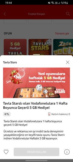 Vodafone - Tavla Stars İndirene Haftalık 5GB | DonanımHaber Forum