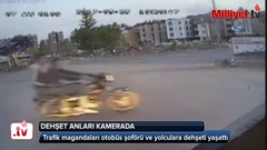 YİNE MOTORCU YİNE TERÖR - OTOBÜSÜ TAŞLAYIP ŞOFÖRÜ DARP ETTİLER !..