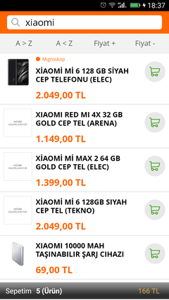 Xiaomi Mi6 64gb 1949 - 128gb 2049 - seramik 2049 MİGROS