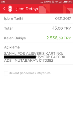 Reklam hesabıma yatırdığım para geçmedi (bankadan para kesildi)