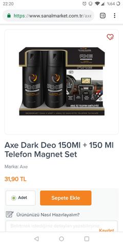 Yanıyooor | Migros 2 adet Axe Deo + Mıknatıslı Telefon Tutucu