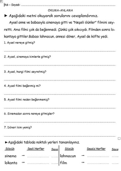 İLKOKULLAR İÇİN ETKİNLİK TEST VE UYGULAMALAR