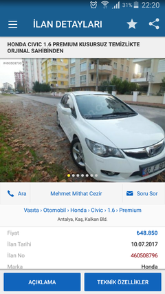 Antalya Kaş Honda Civic Dolandırıcılığı