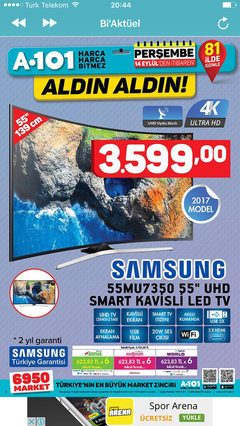 SAMSUNG UE55MU7350 CURVED TV A101 MARKET | DonanımHaber Forum