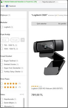 Logitech C920 HD Pro Webcam - Amazon.co.uk içerir 