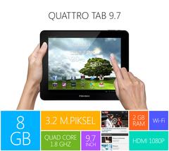  Piranha Quattro Tab 8GB 9.7' Tablet+ 2 GB RAM+ S-IPS +299 TL HB