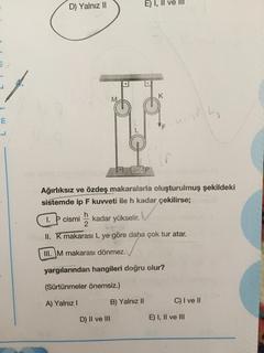 Basit Makineler 2 sözel soru