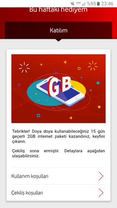 Vodafone Haftalık Çark hediyelerini buyrun yazalım