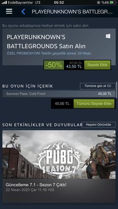 Pubg Steam da 43,5 ₺