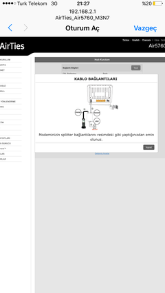 airties air 5760 bağlantı sorunu