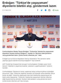 RT Erdoğan: 'Türkiye'de yaşayamam' diyenlerin biletini alıp, göndermek lazım. ! 