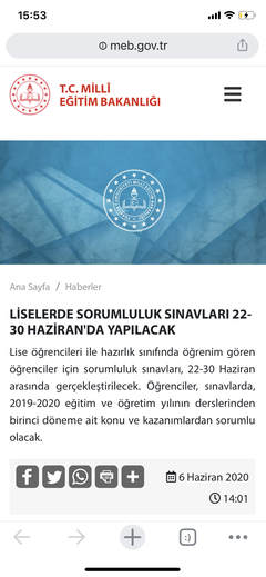 LİSELERDE SORUMLULUK SINAVLARI 22-30 HAZİRAN'DA YAPILACAK