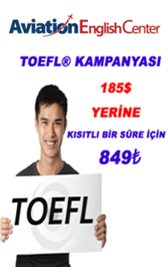 TOEFL IBT sınavı için 849 TL kampanyası yapılmış